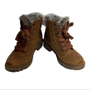 Madden Girl Brown Tan Faux Fur Boots Girls Size 12 Cozy